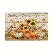 Bộ 4 miếng lót đĩa in họa tiết kẻ caro, chấm bi và lá bí ngô, kích thước 13x19 inch, thích hợp để trải bàn, trang trí bàn bếp và tiệc trong nhà, mùa thu - Nhiều màu - Xem 8