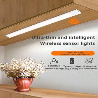 1 pezzo Luce a LED per mobile a sensore di movimento ricaricabile USB da 20 cm/30 cm/40 cm/50 cm per casa, corridoio, scale, armadio, cucina, camera da letto, lampada notturna senza fili a induzione