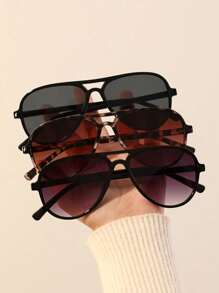 3 paires de à monture en plastique style aviateur pour femmes, mode punk. Convient pour les sorties en extérieur, les fêtes sur la plage, la conduite, le camping, les raves, la photographie de rue, la décoration de festivals de musique. Choix idéal pour les vacances d'été à la plage et les voyages en extérieur - Fleur de haricot gris double violet - Voir 2
