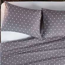 4-Piece Double Sheet Set 150 Threads 100% Cotton Vintage Poa - Max Decor - 灰色 - 查看 3