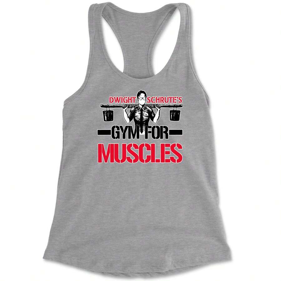 Gym For Muscles Office Workout Racerback Tank Top For Women - Heather grey - View 1
