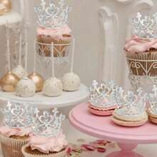 5/10 chiếc vương miện nhỏ màu bạc vàng trang trí bánh sinh nhật dùng cho các buổi tụ họp tiệc sinh nhật trang trí bánh - Nhiều màu - Xem 10