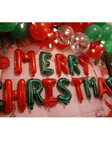 Set de 14 bucăți/set de baloane cu scrisori de Crăciun fericit, baloane din folie metalică, decorațiuni pentru fundal de Crăciun, accesorii pentru decorațiuni pentru petreceri de Crăciun, cadouri de Crăciun, pentru decorațiuni de interior și exterior pentru a crea o atmosferă de sărbătoare și a crea o petrecere perfectă, Crăciun