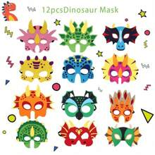 12 Stücke Dinosaurier Masken Party Geschenke für Tyrannosaurus Rex, Stegosaurus, Pterodaktylus, Triceratops, Einhorn Drachen Augen Masken Requisiten, Halloween Party Kostüme, Masken