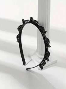 1pc Hairpin DIY Handmade Hair Accessory, Multi-Layer Hollow Braided Hair Band With Press Studs, Double-Layer Hair Clip Hairband Head Ornament, Bangs Braided Hair Clips For Daily Styling, Casual & Work Outfits Tiaras Y2k,Hairband,Hair Hoop Headbands, Black ,Home,Skincare Headband