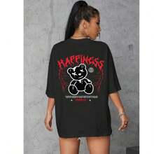 Haffness Street Co Swag Oversized Women's Basic T-Shirt Blouse Cotton Plus Size Kids T Shirt - 黑色 - 查看 1