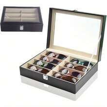 Brillenbox für 8 FäCher Brillen Sonnenbrillen Aufbewahrung Brillenbox FüR Mehrere Brillen Brillenaufbewahrung Mehrere Brillen für Onnenbrillen Glas Schmuck 33.3x24.4x8.5cm