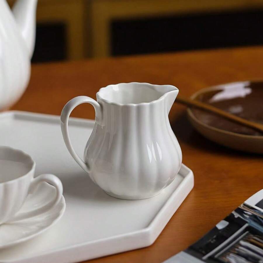 Jarra de porcelana pequeña nueva de perla iridiscente en existencia, jarra de leche cerámica, envase de leche creativo