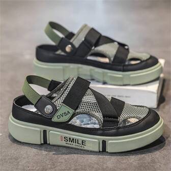 男士夏季透气网眼拖鞋、户外运动和办公服装