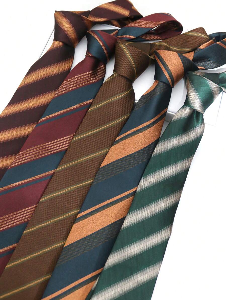 1pc Casual Striped Polyester Necktie, Suitable For Business And Street Wear, All Season - Multicolor - View 1