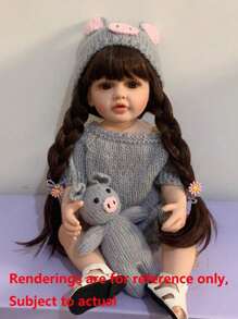 Lifelike 55 CM Reborn Doll With Full Soft Silicone Body 22 Inch Alive Newborn Bebe Lovely Dress Up Toy Handmade Birthday Gift (Some Parts Random) - Xám - Xem 1