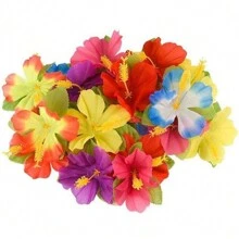 24pcs Artificial Hibiscus Flowers, Tropical Party Decorations, Fake Flowers Suitable For Jungle Beach Theme Party, Tabletop Decor, Room Decor, Home Decor, Birthday Decor, Bathroom Decor, Living Room Decor, Valentine's Day, Graduation Gift - Hibiscus - View 4