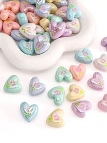 beadia 2/6/10pcs 20x19mm Acrylic Electroplated UV Oil Droplets Heart-Shaped Tulips Suitable For DIY Bracelets, Necklaces, Keychains, Mobile Phone Chains, Material Beads, Bag Accessories, Loose Beads - Love - View 3