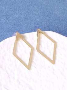 1pair Metallic Geometric Diamond Shaped Arrow Dangle Earrings, Two WayWearing Design For Women - Gold - View 3