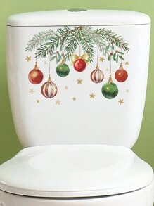 1pc Decoration Toilet Sticker, Leaf Light Ball Stickers, Home Decor Wall Stickers Self-Adhesive Toilet Stickers For Home Decor Merry Supplies, Stickers, Wall Decal, Vinyl Decal For Home Decorations, Spring Decoration Items Refresh Your Home, Rama Decoration Stickers Christmas Decorations Room Decor Christmas