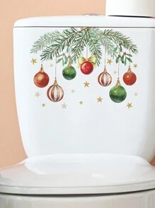 1pc Decoration Toilet Sticker, Leaf Light Ball Stickers, Home Decor Wall Stickers Self-Adhesive Toilet Stickers For Home Decor Merry Supplies, Stickers, Wall Decal, Vinyl Decal For Home Decorations, Spring Decoration Items Refresh Your Home, Rama Decoration Stickers Christmas Decorations Room Decor Christmas