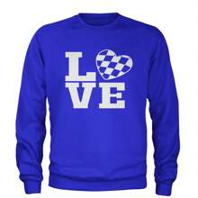 Love Racing Checkered Flag Heart Adult Crewneck Sweatshirt - 藏蓝色 - 查看 9