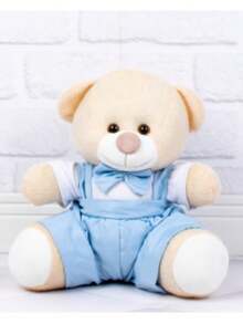 Teddy Bear With Shorts And Suspenders For Baby's Room 22 Cm - Ideal For Niches And Decorations - 藍色 - 查看 2