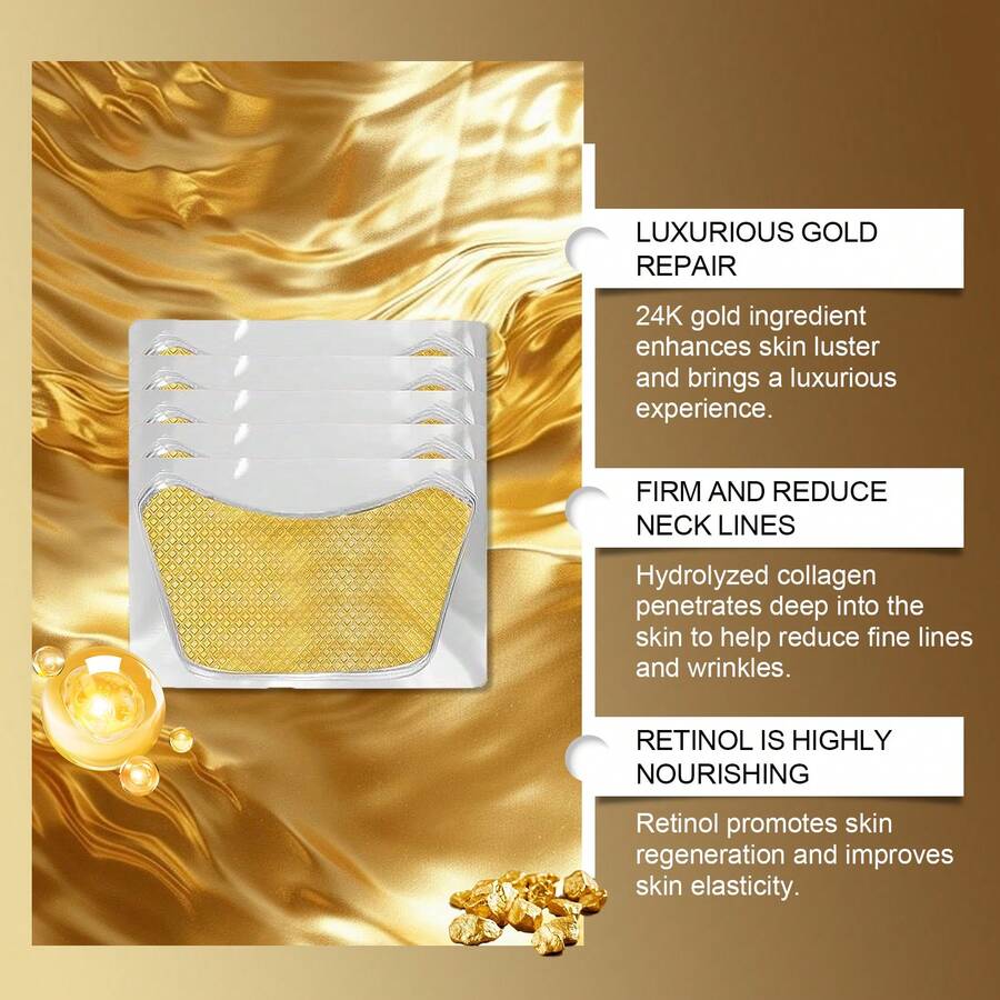 24k Gold Collagen Neck Mask Patches Deeply Nourishing Skin, Retinol
