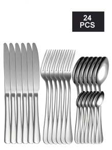 Juego de cubiertos de acero inoxidable de 4 piezas/16 piezas/24 piezas, apropiado para el hogar, restaurante, hotel, haciendo tus cenas mejor, cocina, regalo de Navidad, útiles escolares