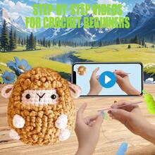 Bộ dụng cụ móc voi xanh tự làm cho người mới bắt đầu, Thú nhồi bông Amigurumi - Bộ dụng cụ móc động vật quà tặng Bộ dụng cụ móc hoàn chỉnh tất cả trong một Học cách móc bộ với hướng dẫn và video hướng dẫn từng bước cho người lớn - màu nâu - Xem 3