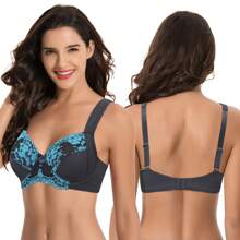 Women's Plus Size Unlined Underwire Lace Bra With Cushion Straps - Grey,Lavender(2 Pack) - View 5