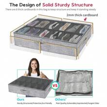 2 Pack Sturdy Under Bed Shoe Storage Organizers, Fit Total 24 Pairs, Large Underbed Closet Shoes Box Container Bag With Clear Cover, Breathable, 29.3x23.6x5.9 Inches(Except For Men's Sports Shoes) - 拉絲灰色 - 查看 6