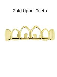 AINTTBY 1 件/2 件嘻哈 18K 镀金空心心形牙齿矫正器，适合男女，万圣节派对 - 彩色 - 查看 13