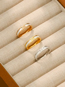1 Stück 5mm breiter modischer neuer Edelstahl-Damenring, einfacher Emaille-Kleinring mit Kubikzirkonia für die Hochzeit