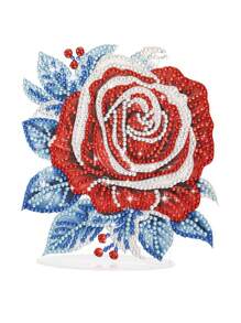 1 Stück Diamant Malerei Acryl Ständer, funkelnde Kristall Diamant Handwerkskunst Rose, Vintage Stil Heim Dekoration, geeignet für Hochzeiten, besondere Anlässe, Feiertage, Weihnachtsgeschenk, Größe 14,5cm*14cm/5,7 Zoll*5,5 Zoll
