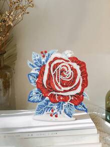 1 Stück Diamant Malerei Acryl Ständer, funkelnde Kristall Diamant Handwerkskunst Rose, Vintage Stil Heim Dekoration, geeignet für Hochzeiten, besondere Anlässe, Feiertage, Weihnachtsgeschenk, Größe 14,5cm*14cm/5,7 Zoll*5,5 Zoll