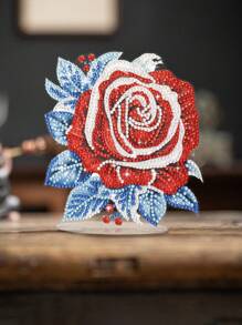 1 Stück Diamant Malerei Acryl Ständer, funkelnde Kristall Diamant Handwerkskunst Rose, Vintage Stil Heim Dekoration, geeignet für Hochzeiten, besondere Anlässe, Feiertage, Weihnachtsgeschenk, Größe 14,5cm*14cm/5,7 Zoll*5,5 Zoll