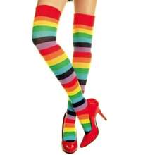 Adult Striped 7/8 Long Stockings: Party Costume Cosplay Dance Halloween Color: Colorful - A - 查看 3