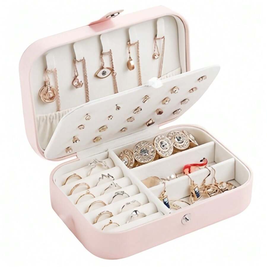 Travel Handbag Jewelry Holder Portable Box For Storing Earrings Necklaces And Rings - Màu Hồng baby - Xem 1