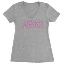 Messi OUTLINE Miami Futbol Ladies V-Neck T-Shirt