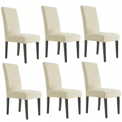 YSTYLE 6-Piece Velvet Back Chair Cover, Universal Chair Cover, Elasticised Scratch-Proof Cat Chair Cover, High Back Chair Cover, Living Room Chair Cover