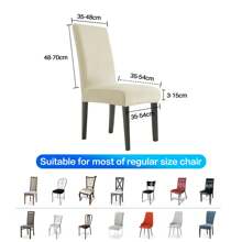 YSTYLE 6-Piece Velvet Back Chair Cover, Universal Chair Cover, Elasticised Scratch-Proof Cat Chair Cover, High Back Chair Cover, Living Room Chair Cover - Beige - View 7