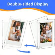 1pc Acrylic Photo Frame Refrigerator Sticker Double-Sided Magnetic Suction Hollow Photo Frame Transparent Cultural Creative Sticker Decoration - Multicolor - View 4