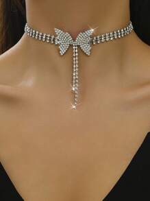 1 set colier la modă cu ciucuri multistrat și cristale negre, colier pentru femei, potrivit pentru Halloween, coadă, purtare