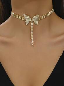 1 set colier la modă cu ciucuri multistrat și cristale negre, colier pentru femei, potrivit pentru Halloween, coadă, purtare