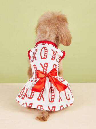 1 pieza Vestido de princesa para mascotas con decoración de corazón y lazo, adecuado para Teddy, Poodle, perros y gatos pequeños, atuendo ligero de verano