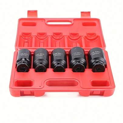 5-Pack 12-Point Axle Hub Nut Socket Kit 1/2-Inch Drive Professional Impact Socket Kit