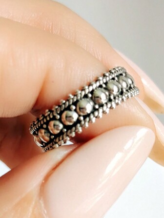 1 pezzo Anello vintage in argento brunito stile boho per madre e figlia, adatto per uso quotidiano