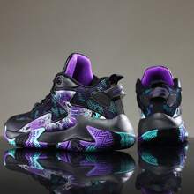 男士撞色前綁帶籃球運動戶外織物運動鞋