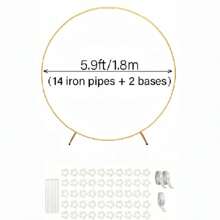 1 套圆形背景架 - 不同尺寸金属圆形气球拱门稳定铁艺圆形拱门套件，适用于生日、婚礼、毕业典礼、照片背景派对装饰、圣诞节 - 金色 - 查看 12