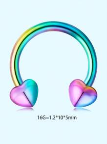 1 pieza Aro de septum de acero inoxidable de 16G con diseño de estrella, corazón y mariposa, color variado, para mujeres y hombres, aro de septum de 10mm, regalo de San Valentín y cumpleaños - Multicolor - Ver 18