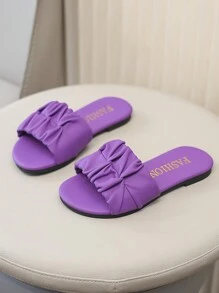 Kids Fashion Slip-On Sandals Flat Summer Shoes Strap Slippers New Design High-Sheen Girls Beach Shoes - Purple - View 2