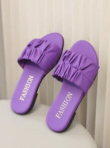 Kids Fashion Slip-On Sandals Flat Summer Shoes Strap Slippers New Design High-Sheen Girls Beach Shoes - Purple - View 1