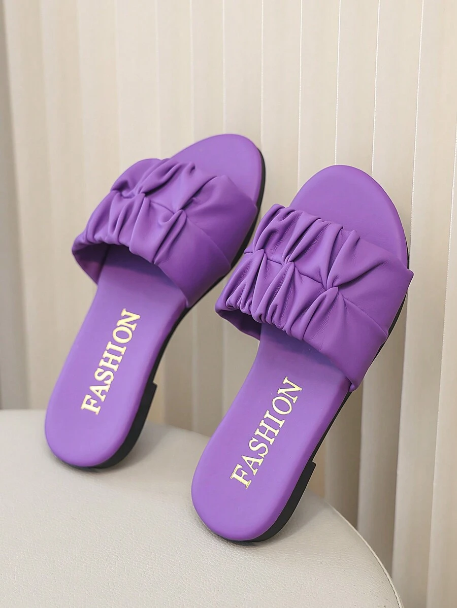 Kids Fashion Slip-On Sandals Flat Summer Shoes Strap Slippers New Design High-Sheen Girls Beach Shoes - Purple - View 1