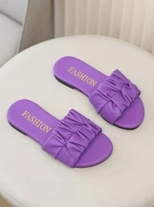 Kids Fashion Slip-On Sandals Flat Summer Shoes Strap Slippers New Design High-Sheen Girls Beach Shoes - Purple - View 6